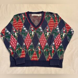 Adorable Vintage Crossings Argyle Golf Sweater, sz M
